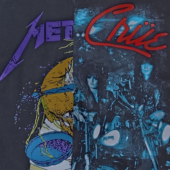 TWO PIECE COMBINED METALLICA & MOTLEY CRUE T-SHIRT SIZE LARGE - Picture 3 of 6